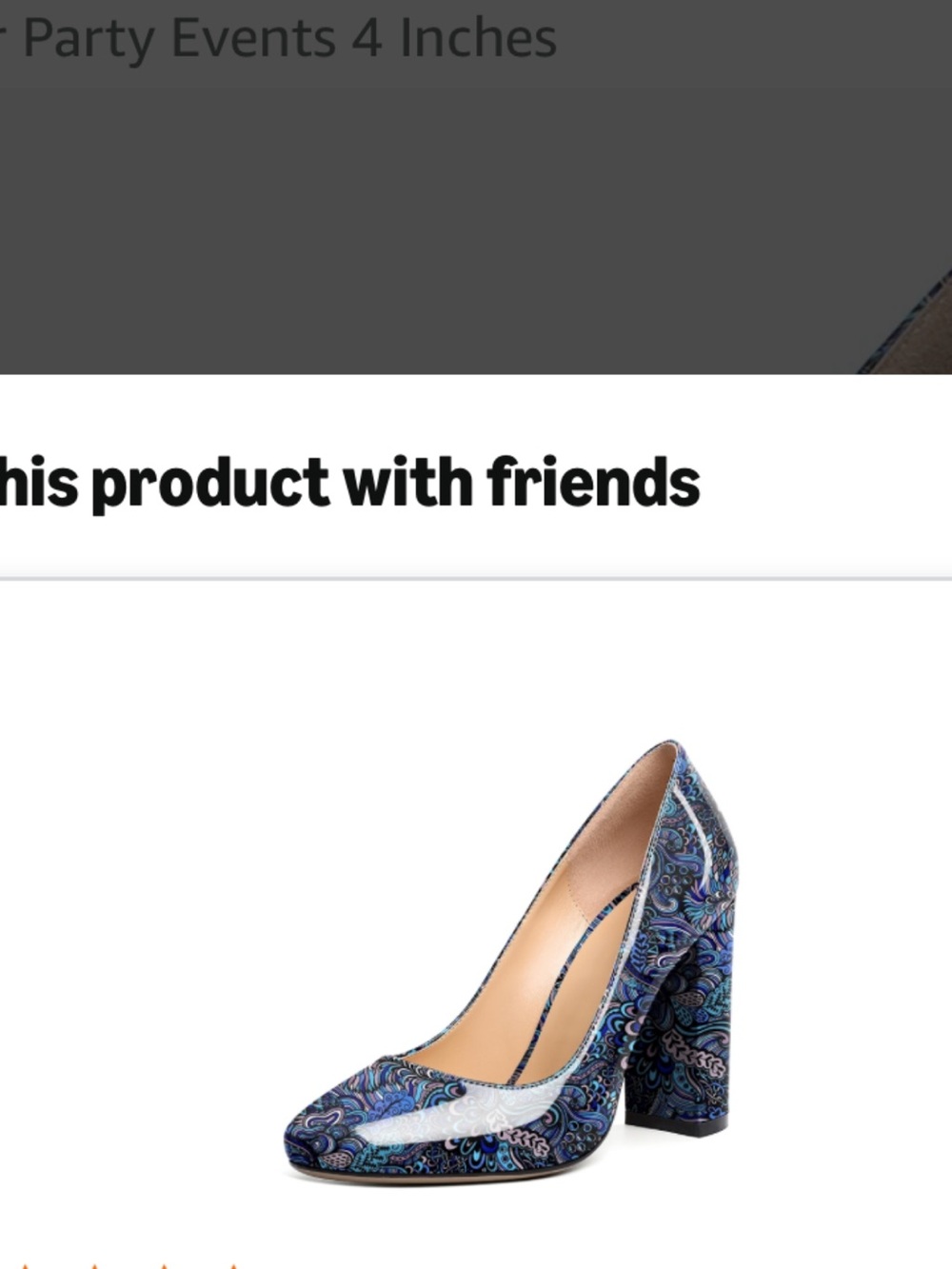 Blue Paisley Block Heel Pumps